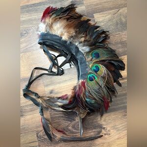 Feathered Headdress with Peacock Feathers